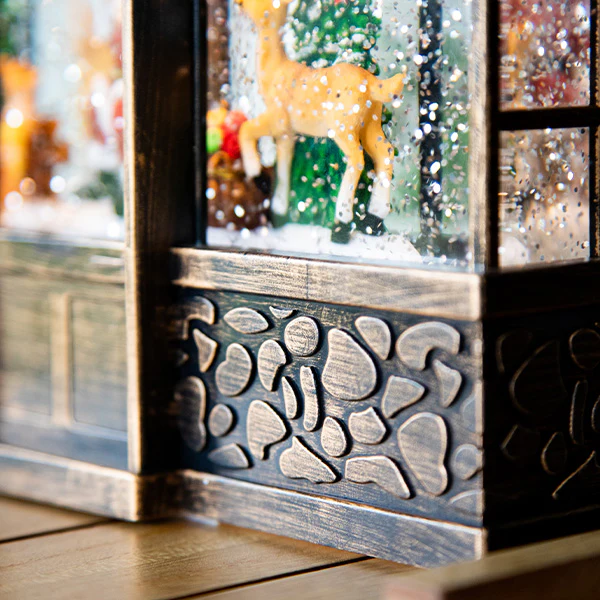 Santa and Reindeer Musical Snow Globe