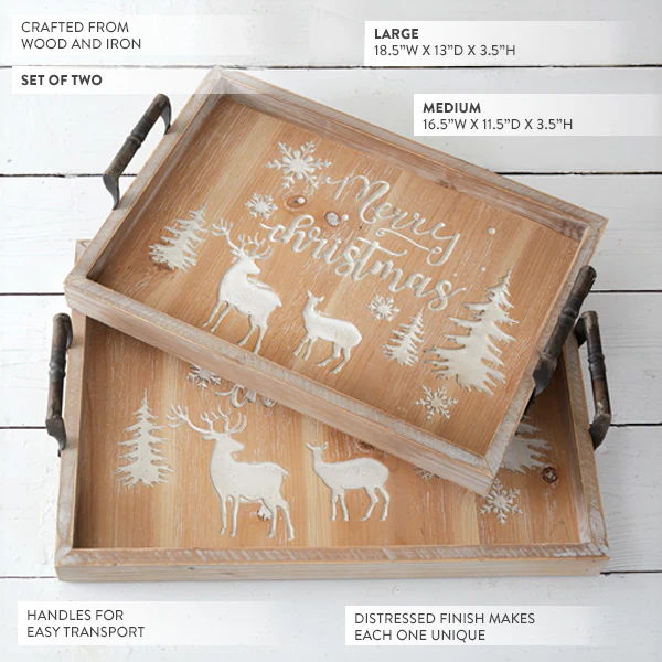 Winter Wonderland Wooden Christmas Tray Set