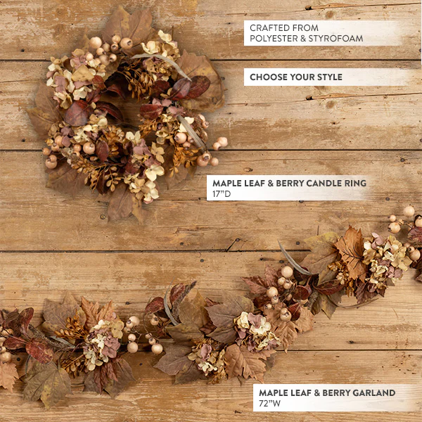 Maple Leaf and Berry Tabletop Decor, Choose Your Style