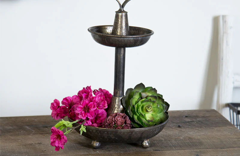 Textured Metal Bowls With Handle