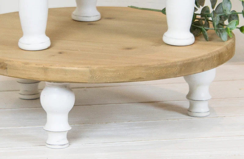 Round Wooden Spindle Risers  Set of 2