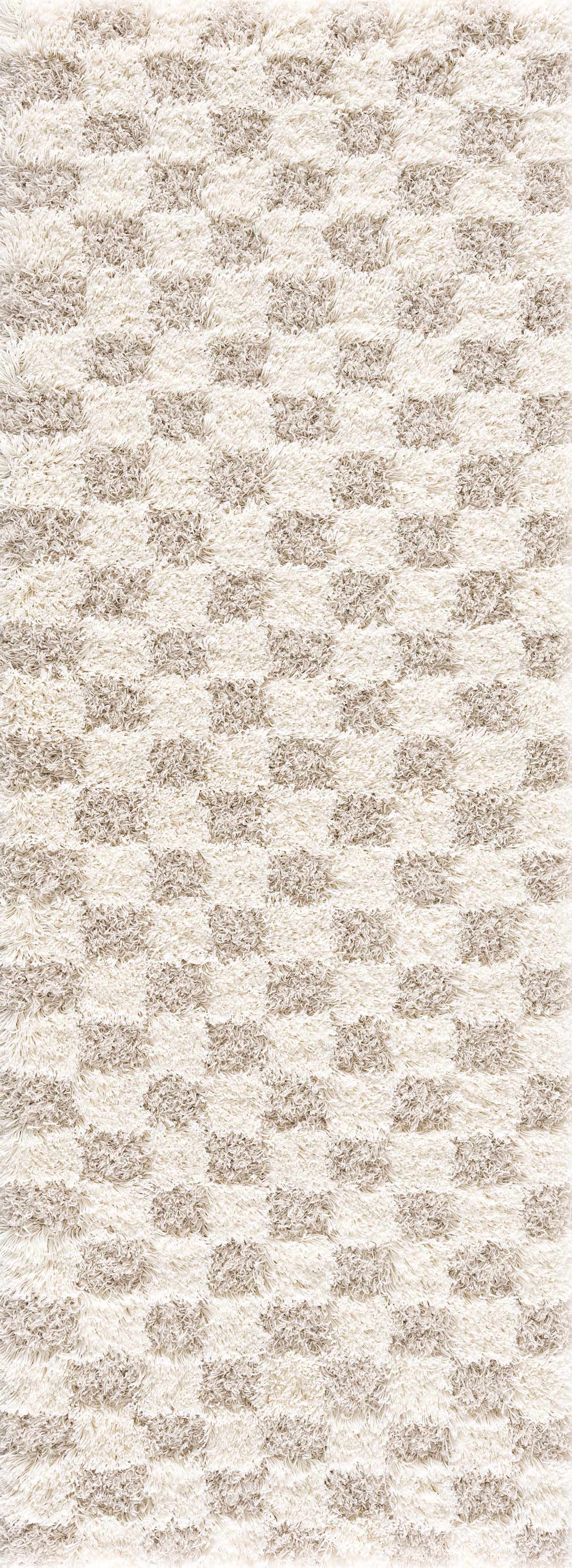 Neutral Checkered Area Rug
