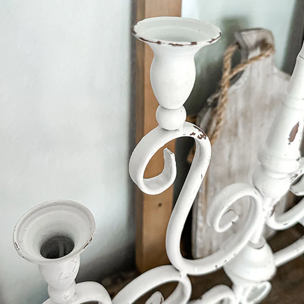 Distressed Scrollwork Candelabra
