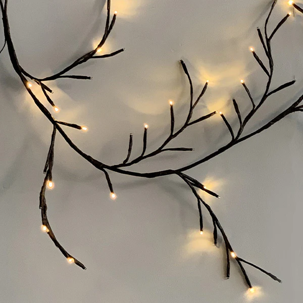 Solar-Powered LED Branch Garland with Timer