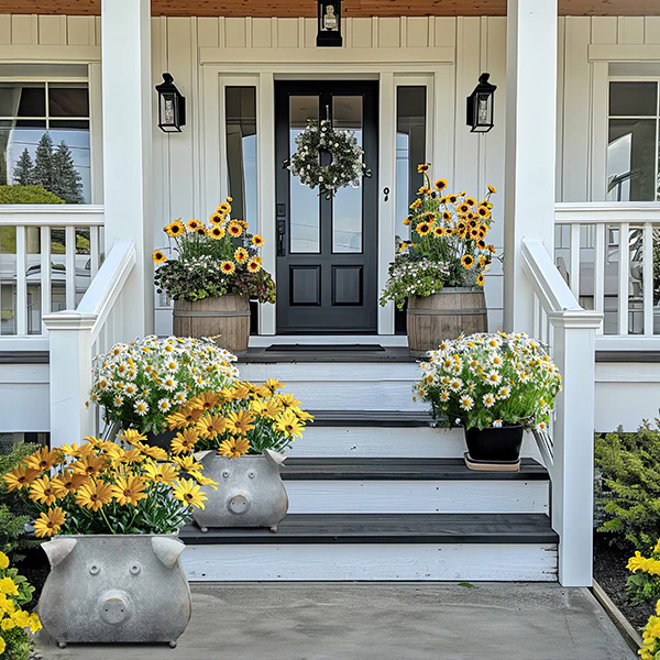 Galvanized Piggy Metal Planters, Set of 2