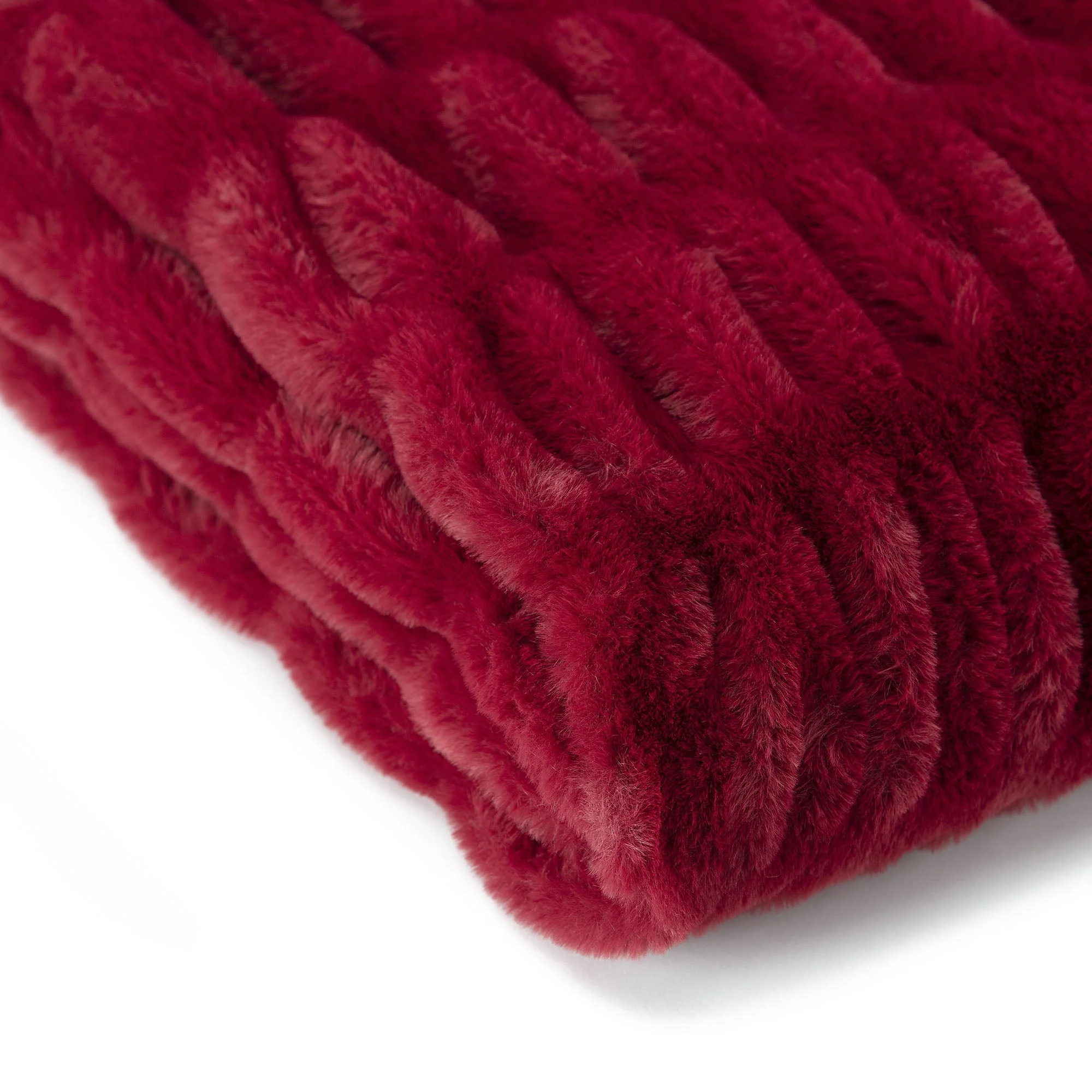 Ruched Faux Fur Throw Blanket
