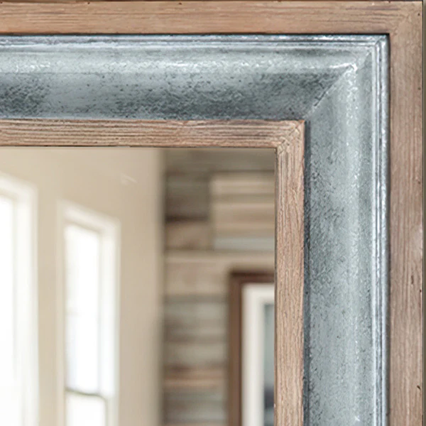 Vintage Inspired Iron and Wood Frame Mirror