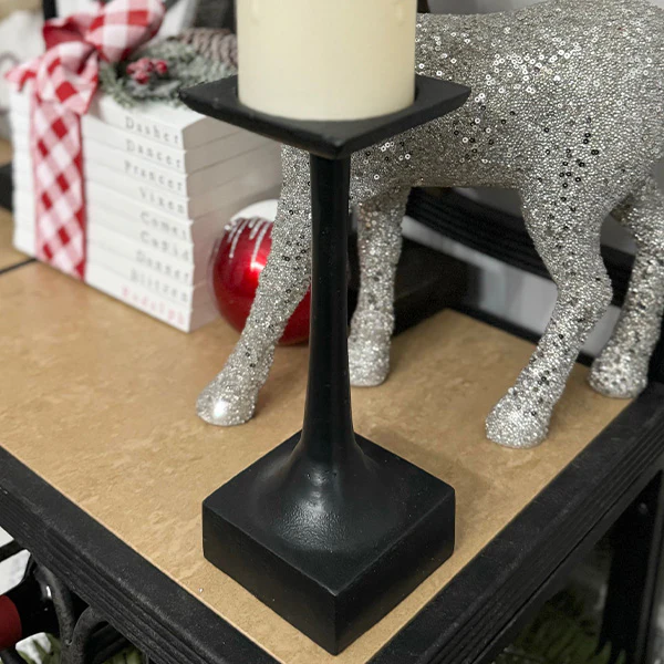 Tapered Black Metal Pillar Candle Holders, Set of 3