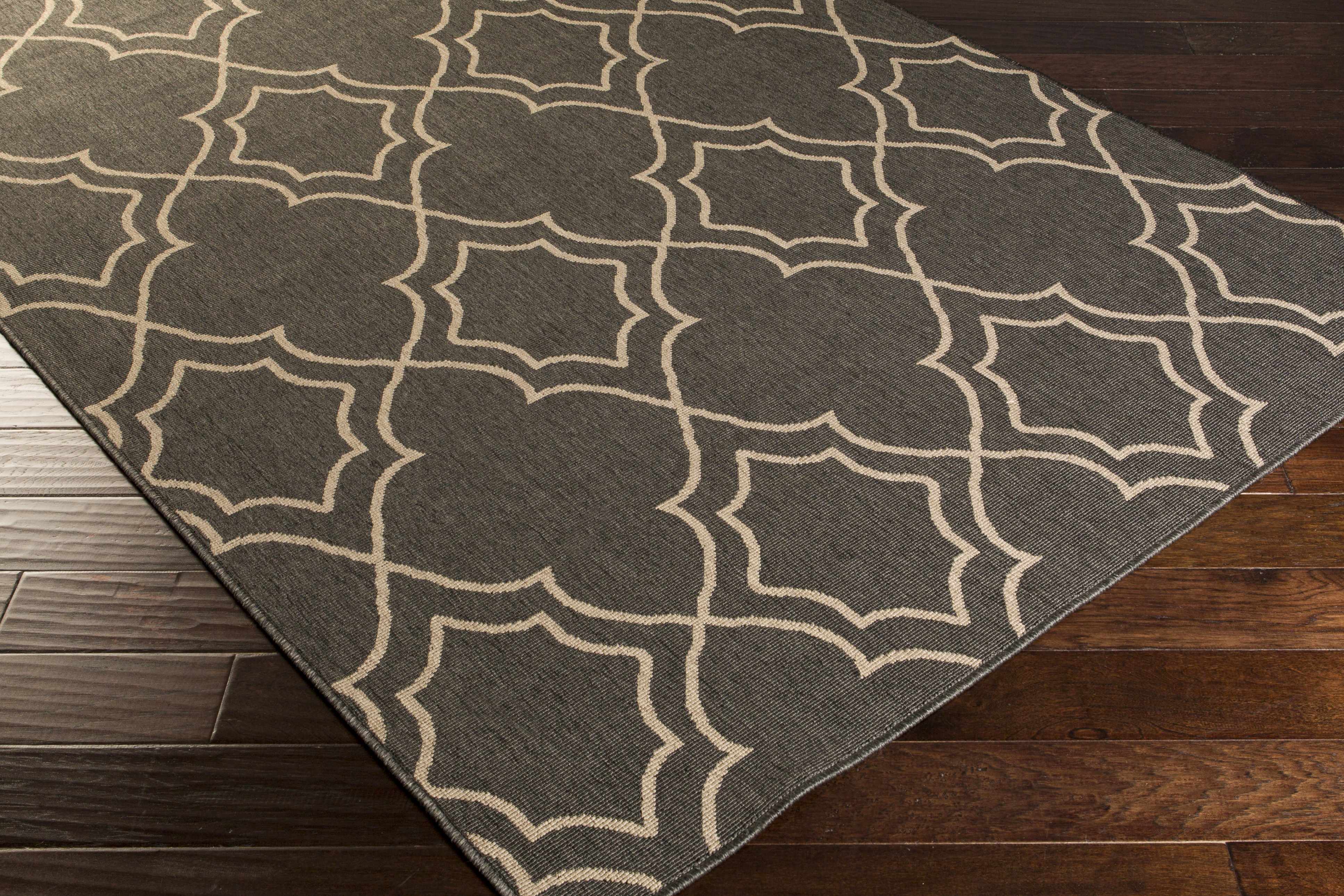 Black Modern Farmhouse Outdoor Rug