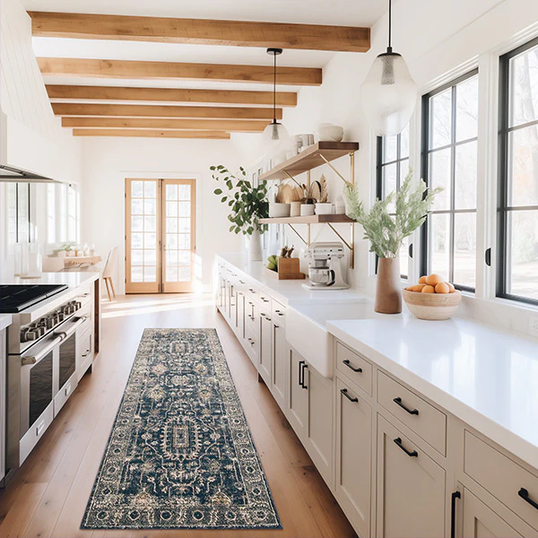 Vintage Washed Blue Area Rug, Choose Your Size