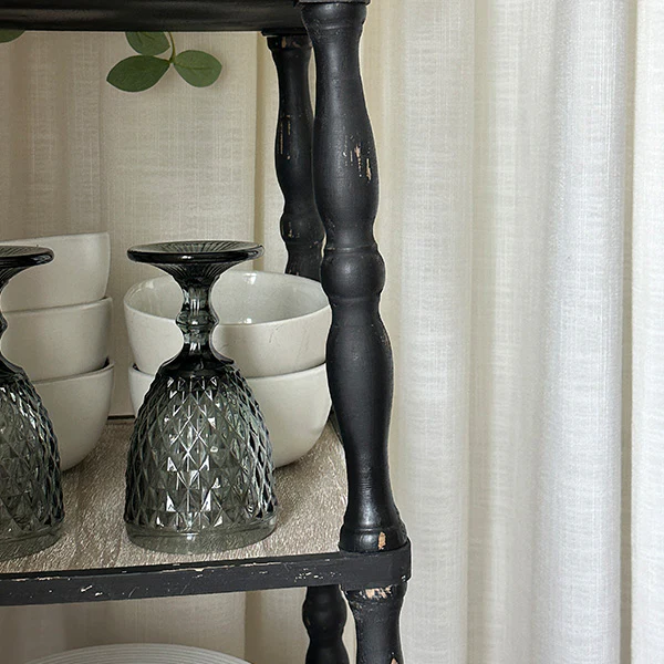 3 Tiered Distressed Black Spindle Shelf