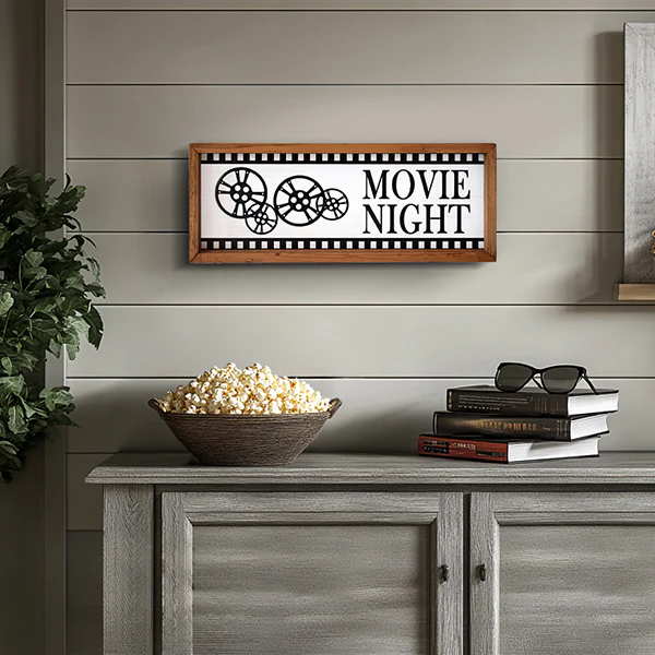 Retro Movie Night Wall Sign