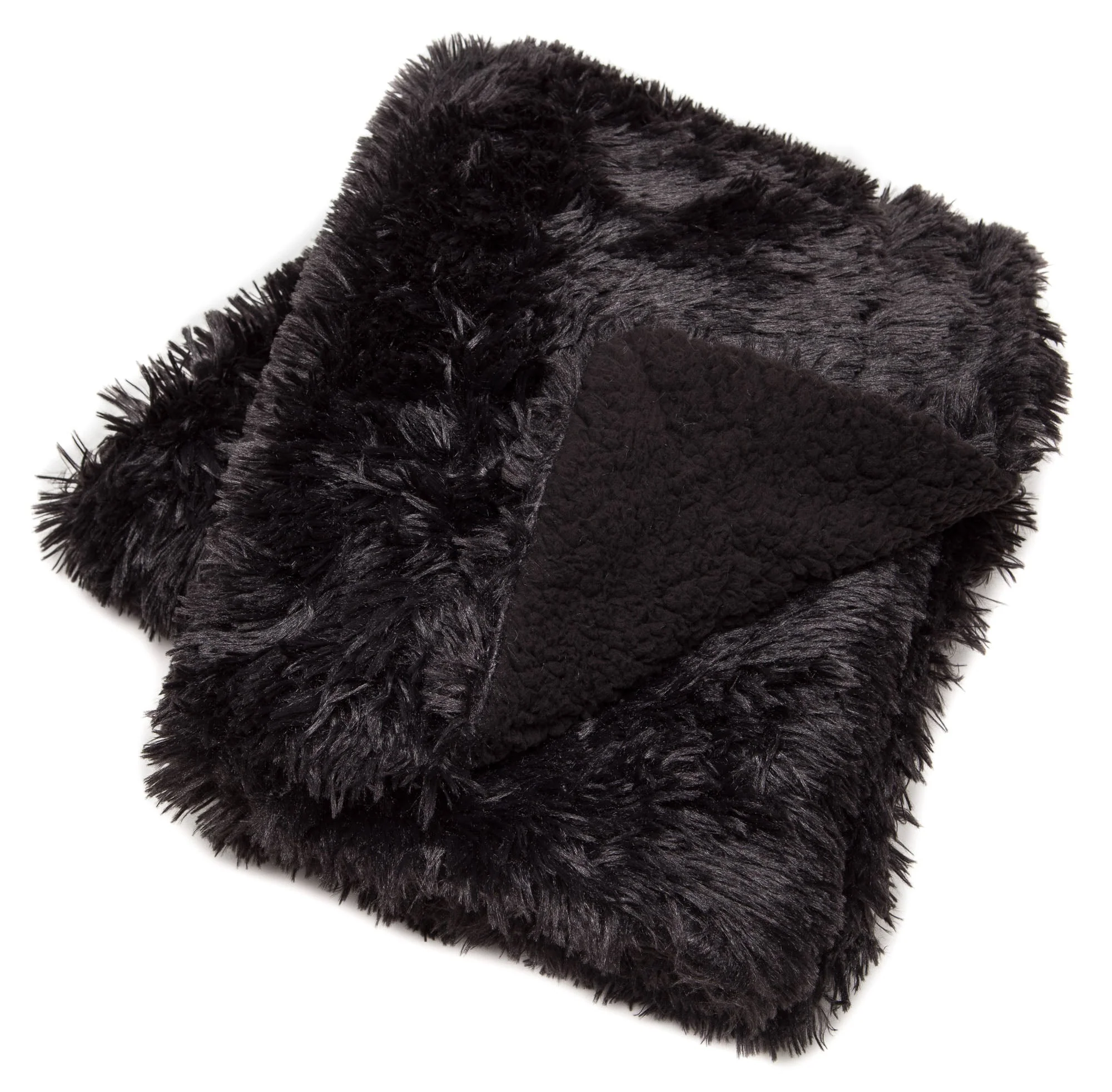 Solid Faux Long Fur Throw Blanket