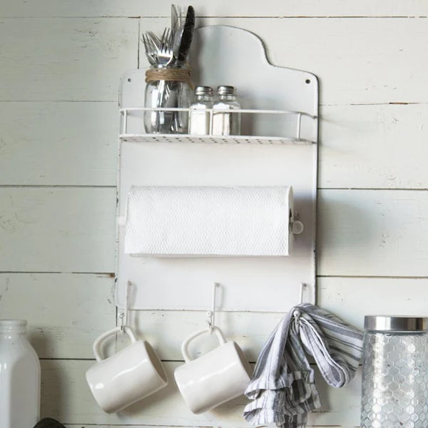 Distressed White Kitchen Rack