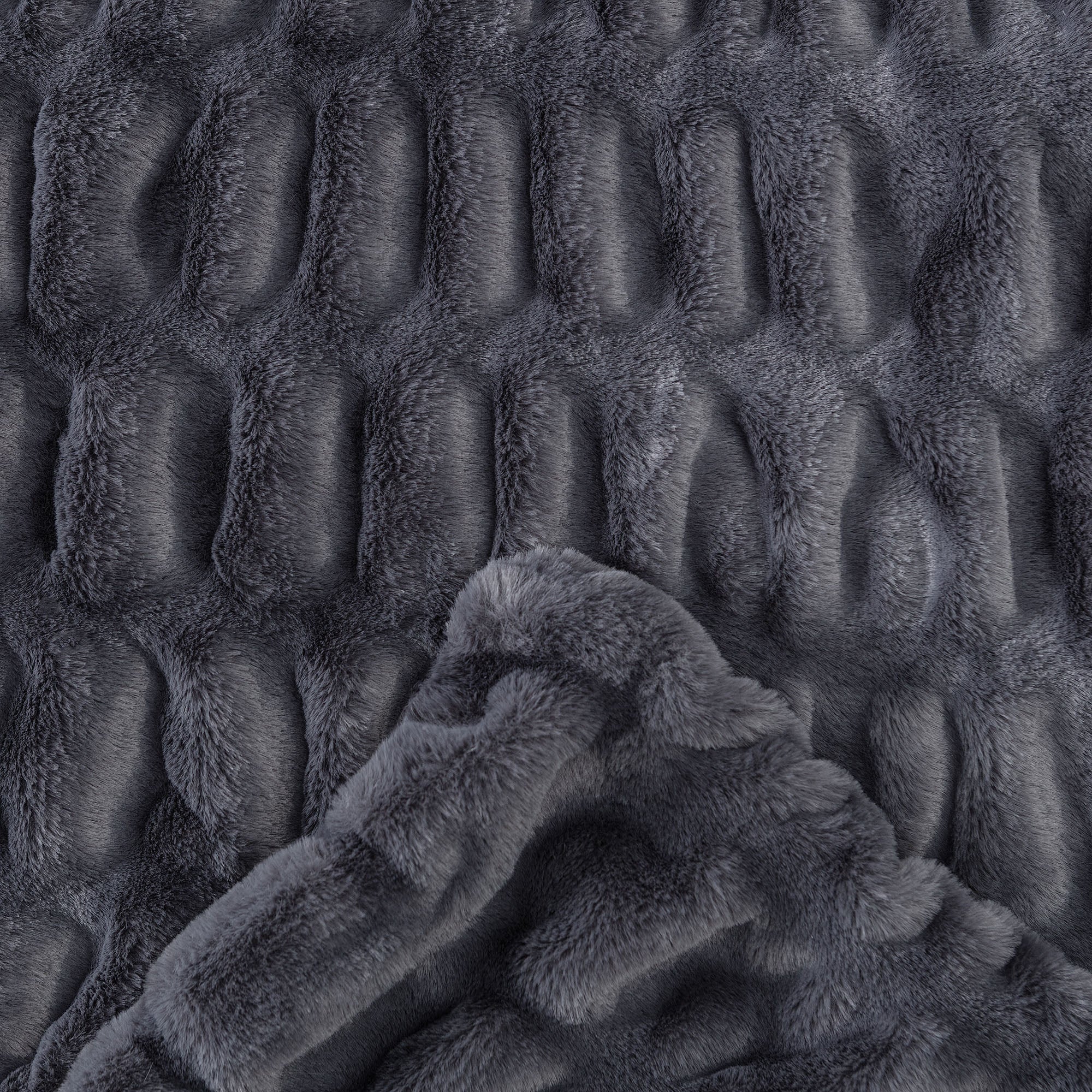 Ruched Faux Fur Throw Blanket