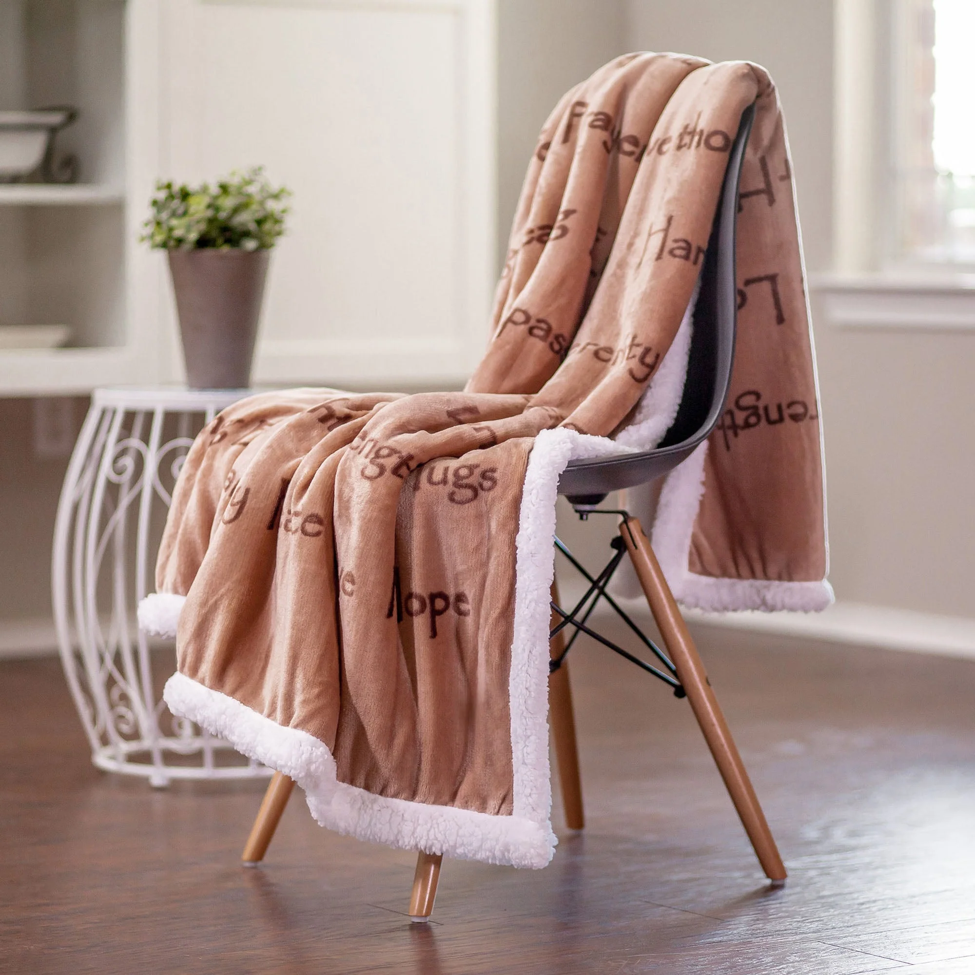 Gift Faux Fur Comfort Words Throw Blanket