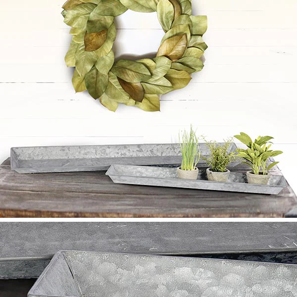 Galvanized Box Trays  Set of 2