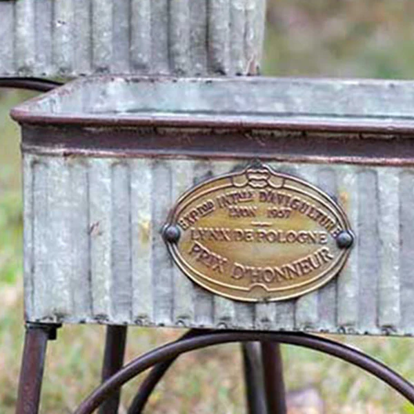 Farmhouse Galvanized Metal Planters with Stands, Set of 2