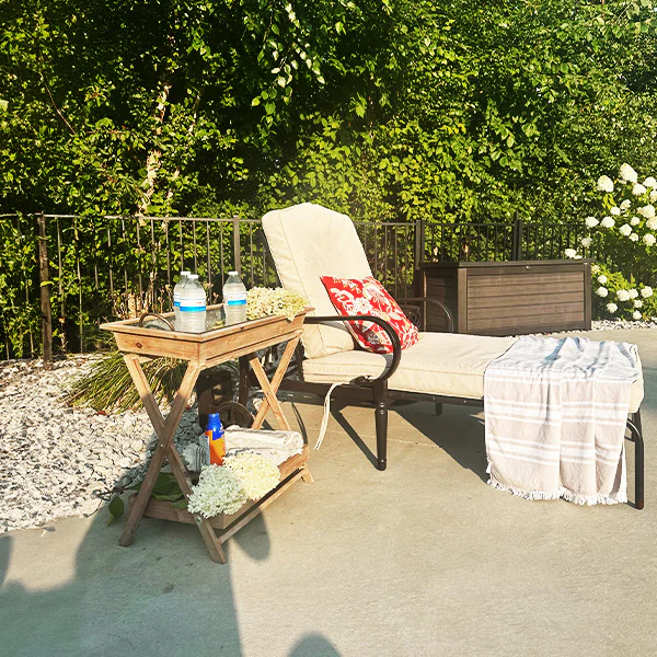 Indoor/Outdoor Folding Table with Removable Metal Tray