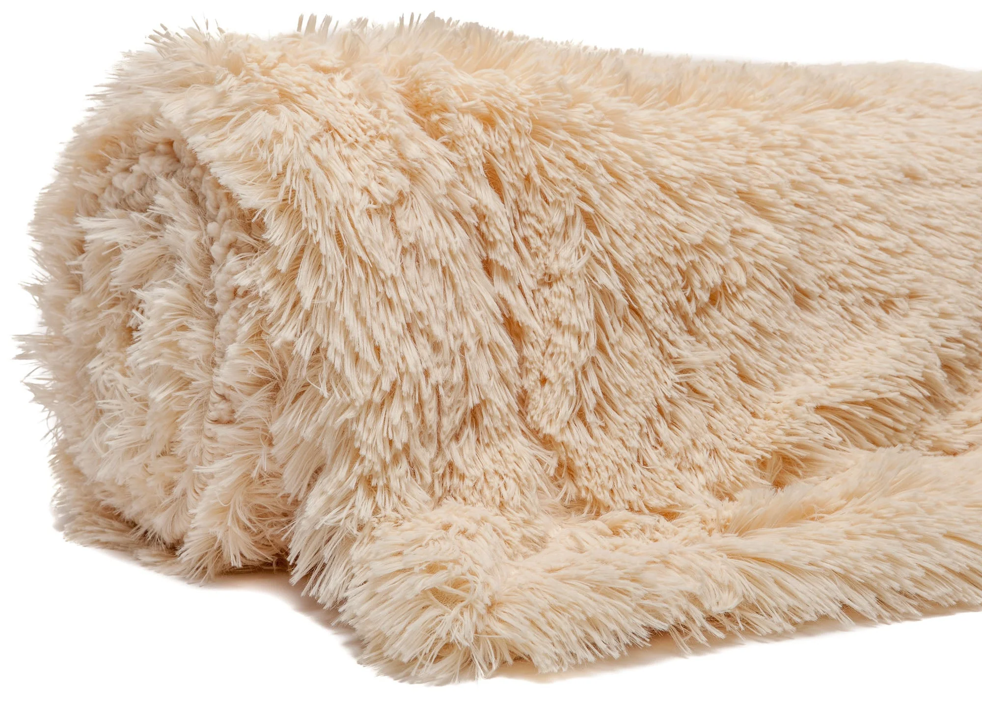 Solid Faux Long Fur Throw Blanket