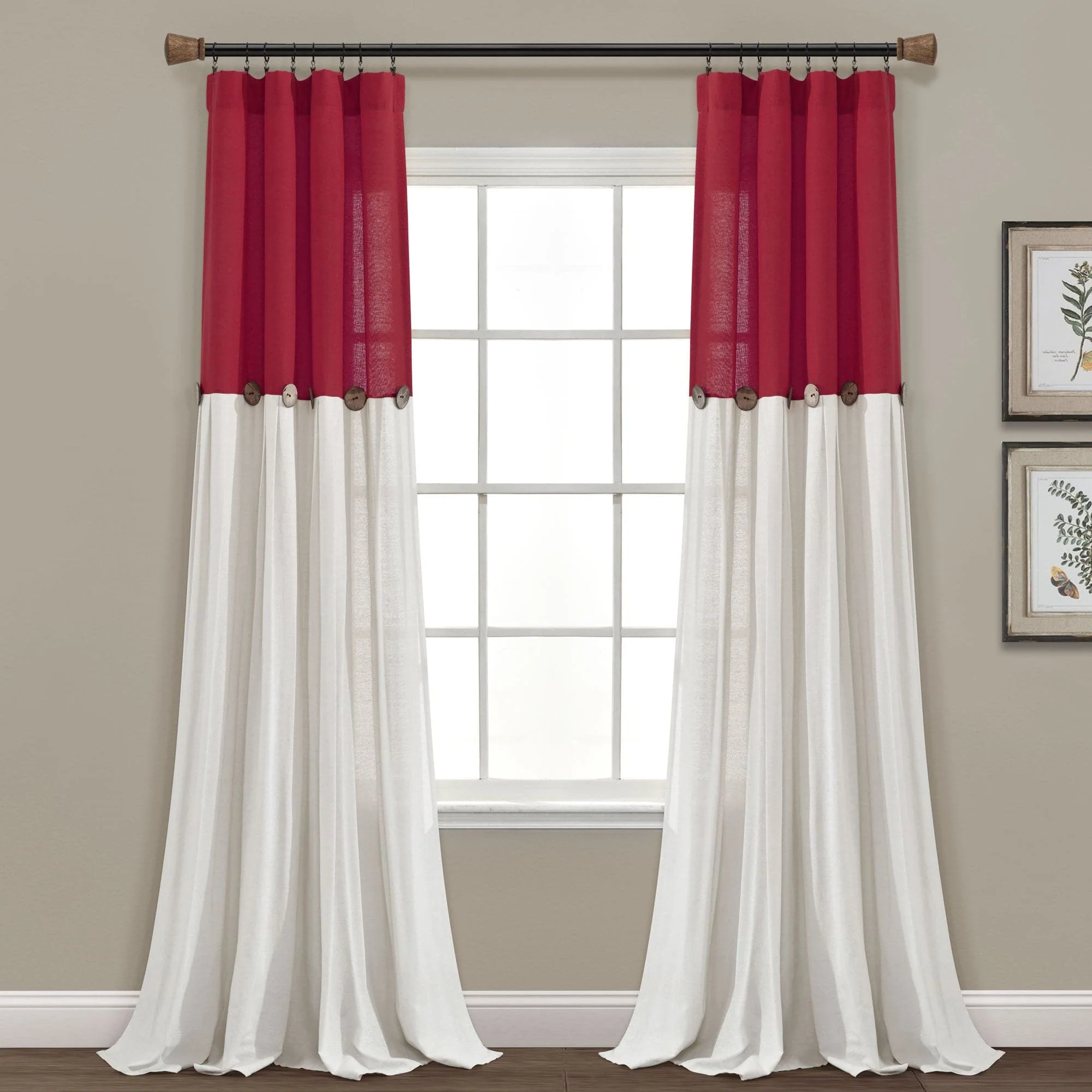 Linen Button Window Curtain Panel