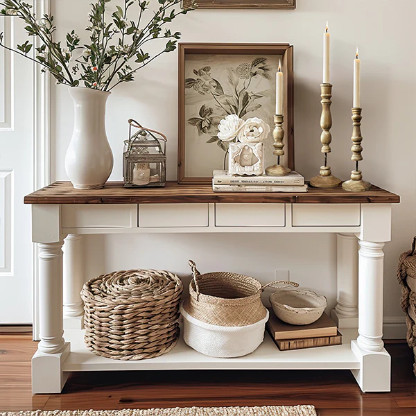 Carved Wooden Candlesticks, Set of 3