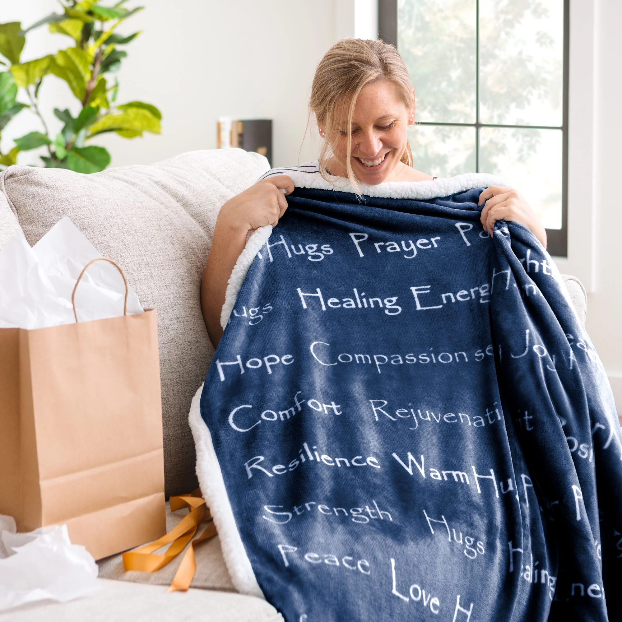 Gift Faux Fur Comfort Words Throw Blanket
