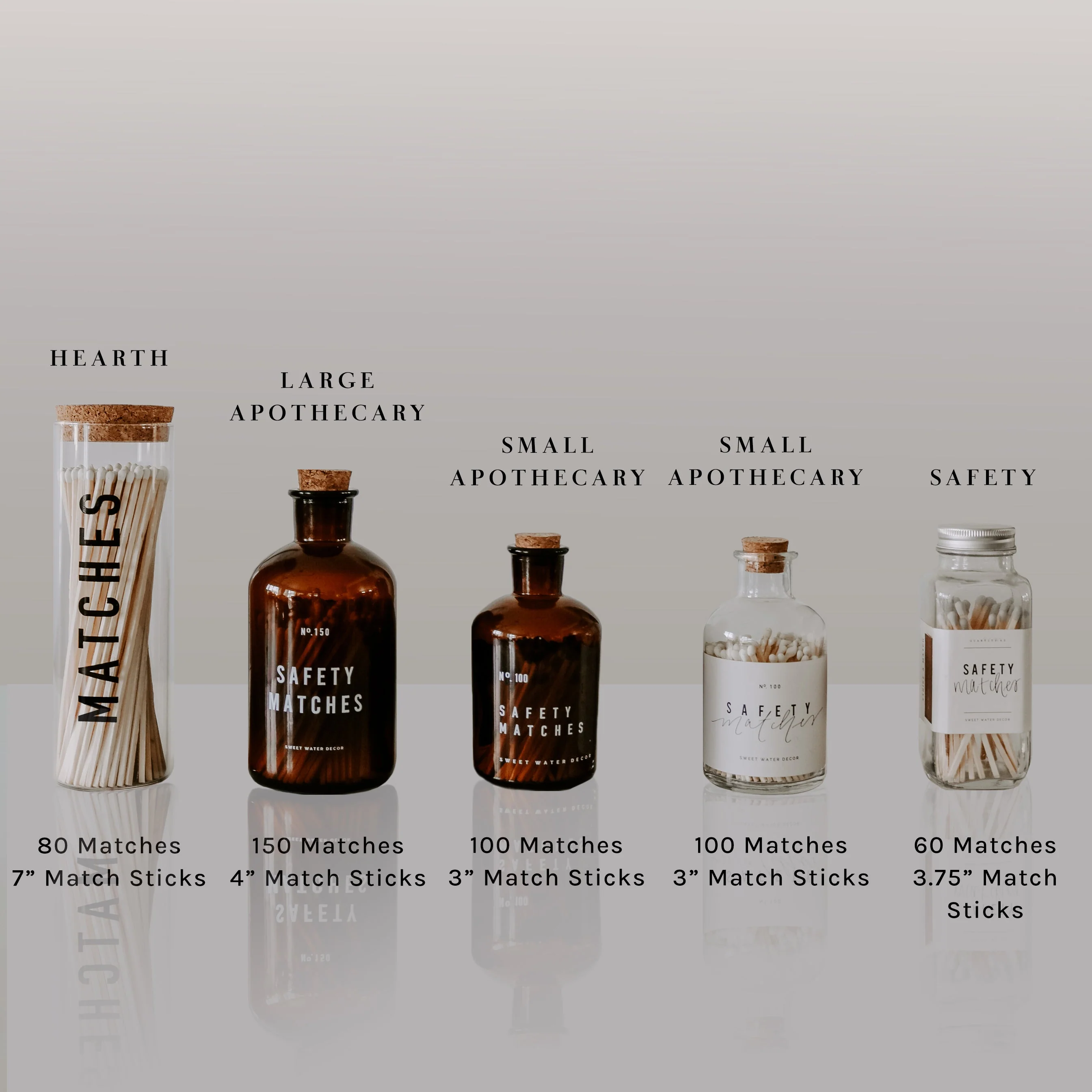 White Tip Medium Amber Apothecary Safety Matches - 100 Count, 3