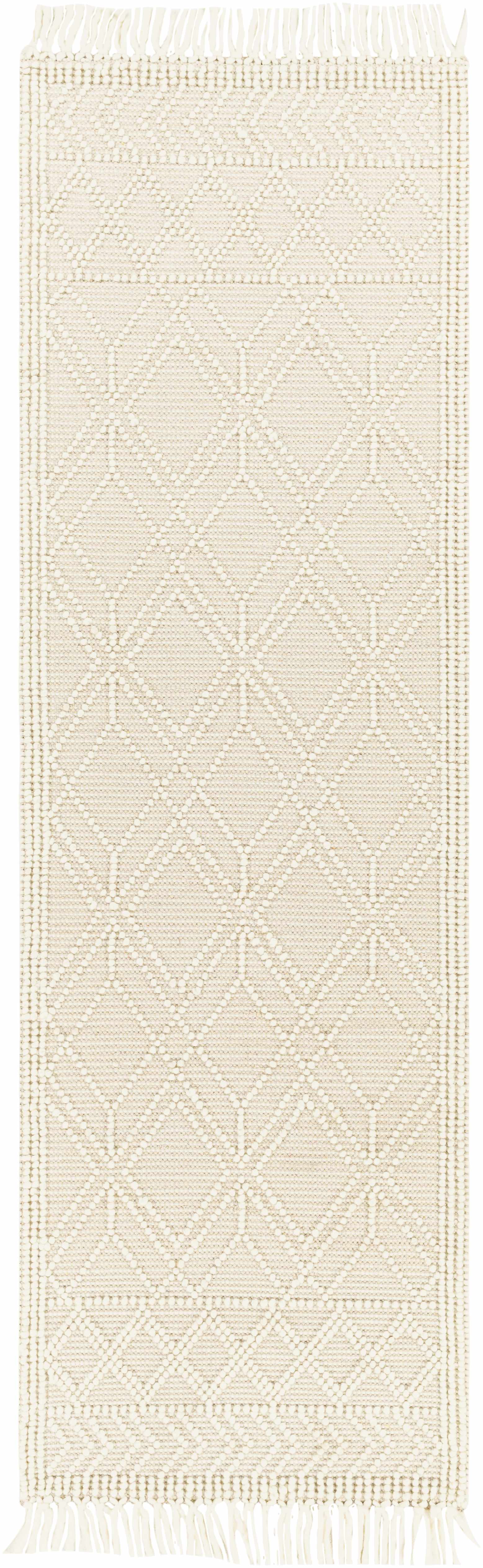 Traditional Beige Trellis Wool Rug
