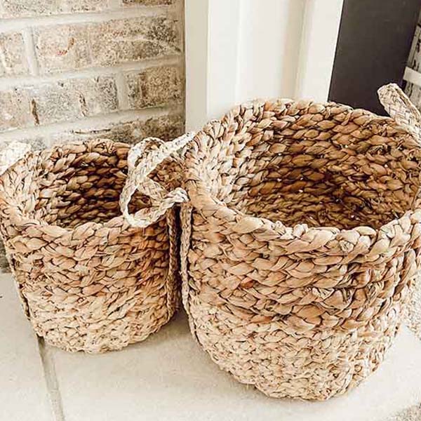 Handwoven Two-Toned Seagrass Baskets, Set of 2