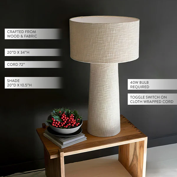Boucle Fabric Side Table Lamp With Shade