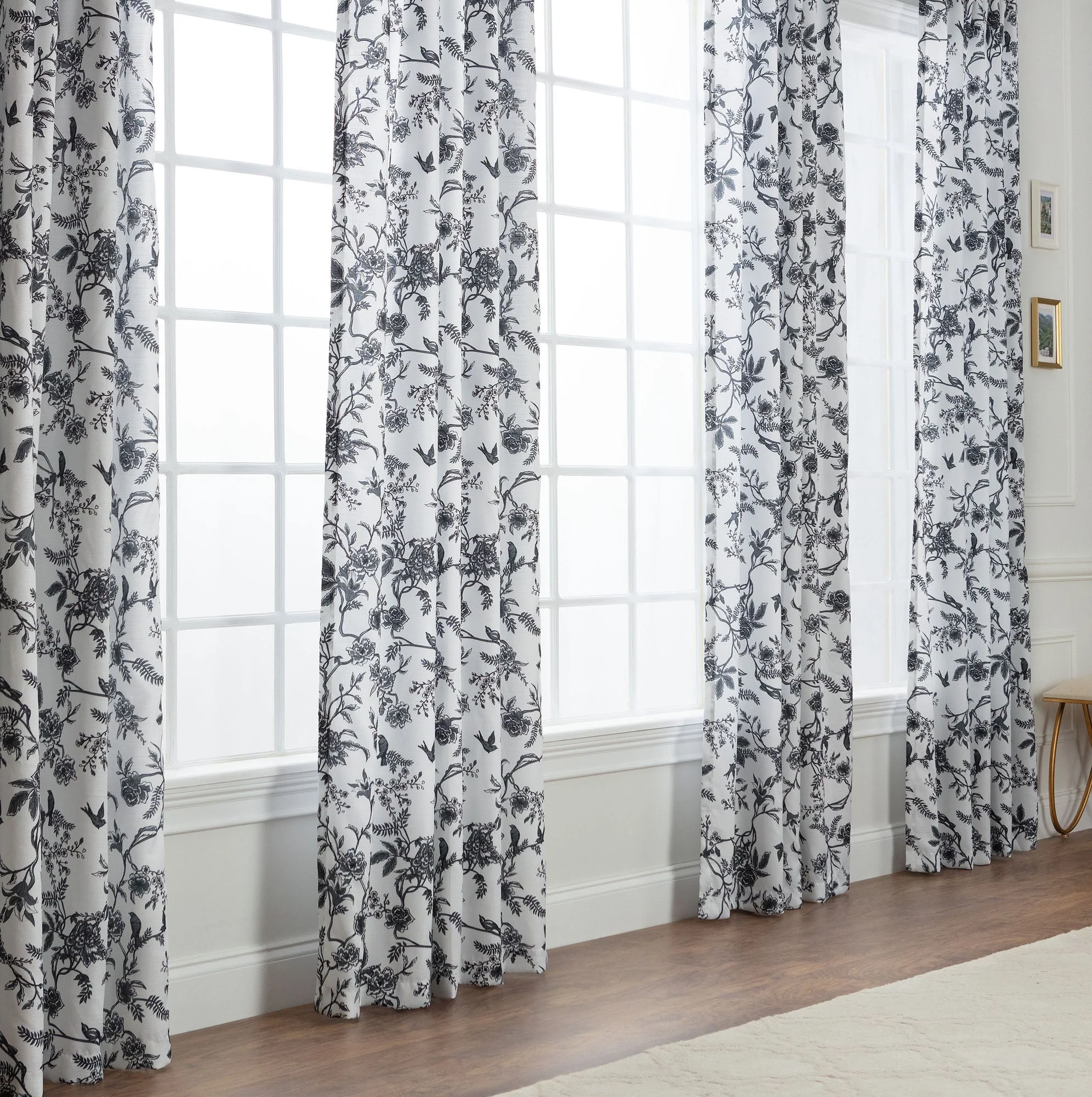 Faux Linen Toile Room Darkening Curtains