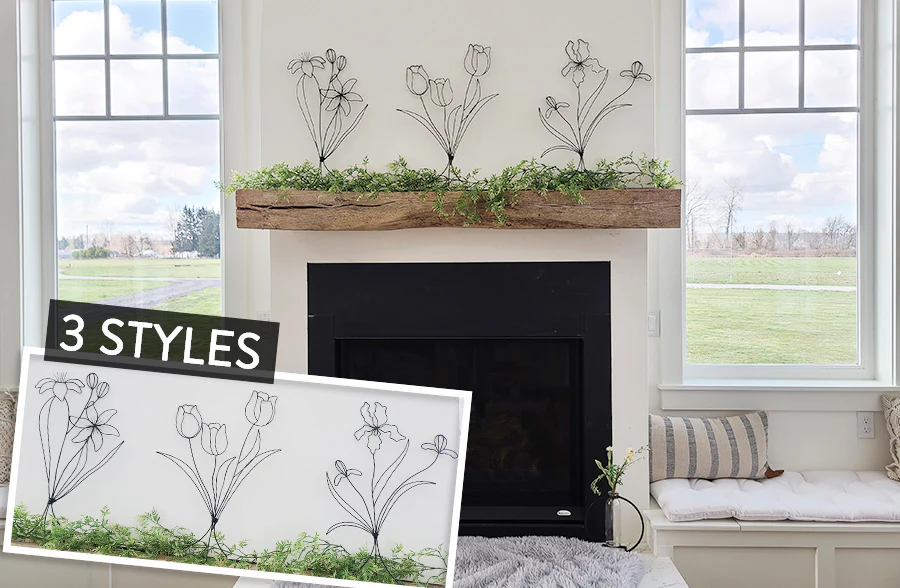 23 Inch Floral Metal Line Art, Pick Your Style