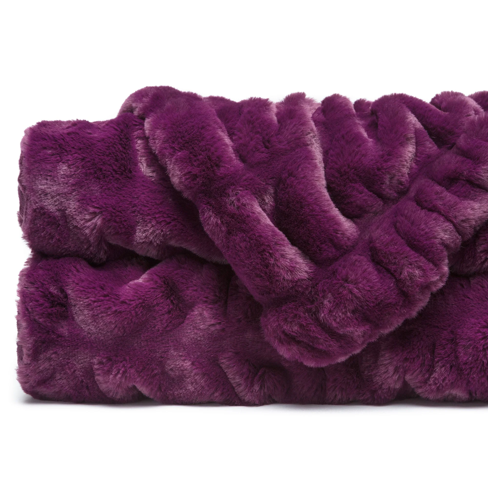 Ruched Faux Fur Throw Blanket