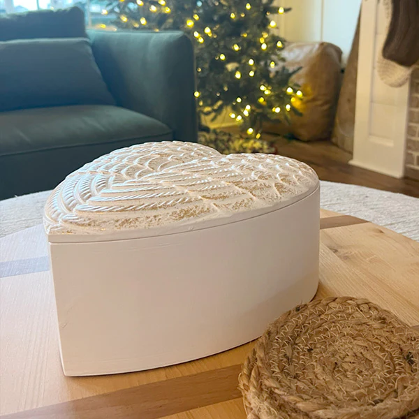 Hand Carved Angel Wings Keepsake Box