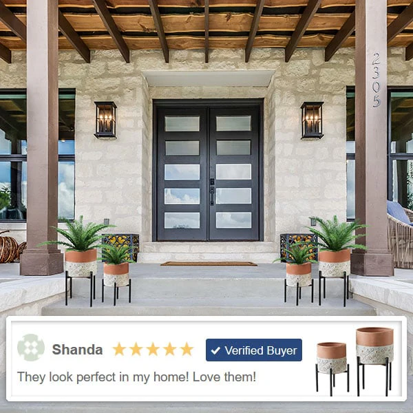 Floral Embossed Plant Stands, Set of 2