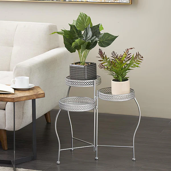 Three Tiered Foldable Metal Plant Stand