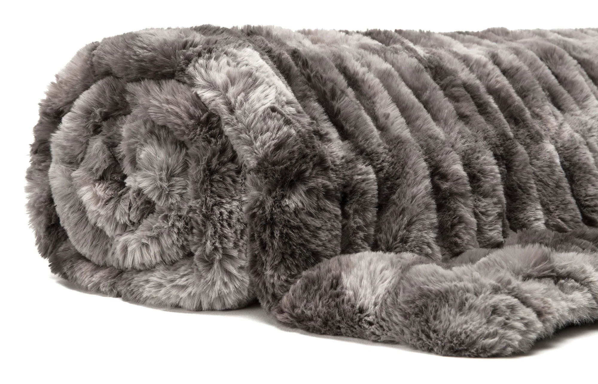 Ruched Faux Fur Throw Blanket