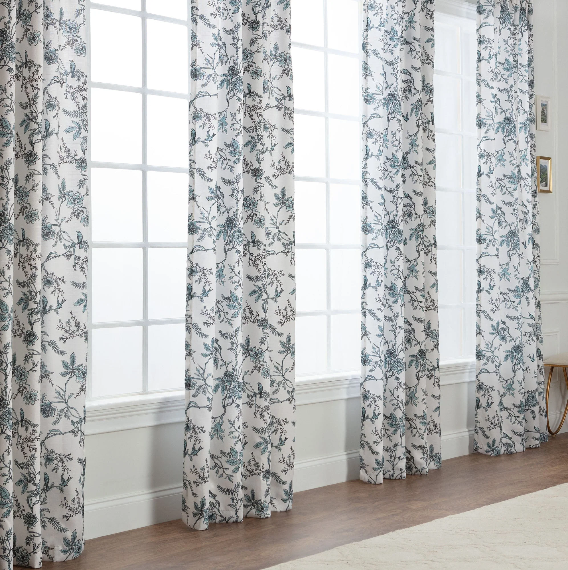 Faux Linen Toile Room Darkening Curtains