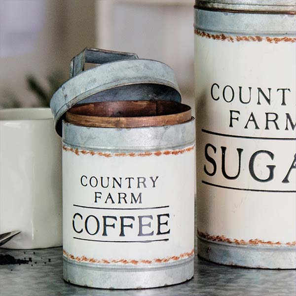 Country Farm Metal Canisters, Set of 3