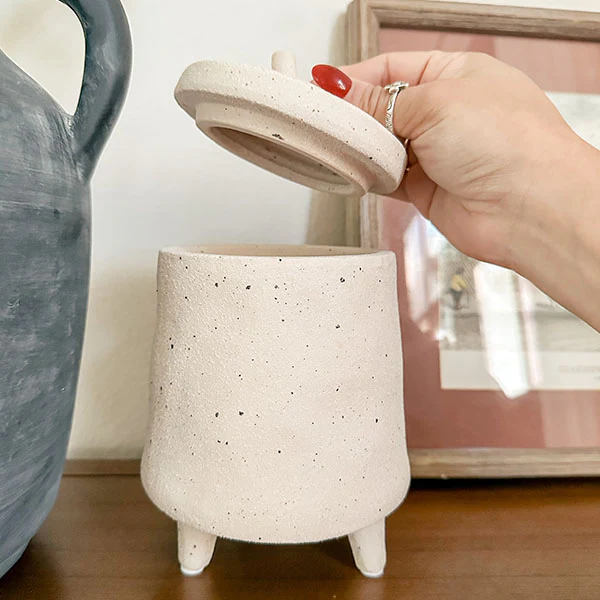 Footed Ceramic Cylinder Canister