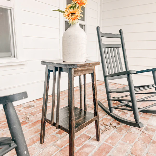 Two Tier Wood Side Table Plant Stand