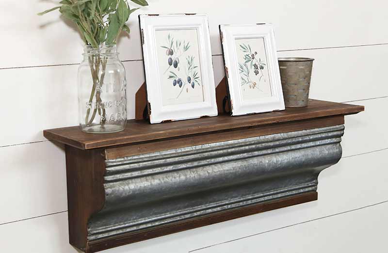 LARGE Galvanized Metal and Wood Shelf