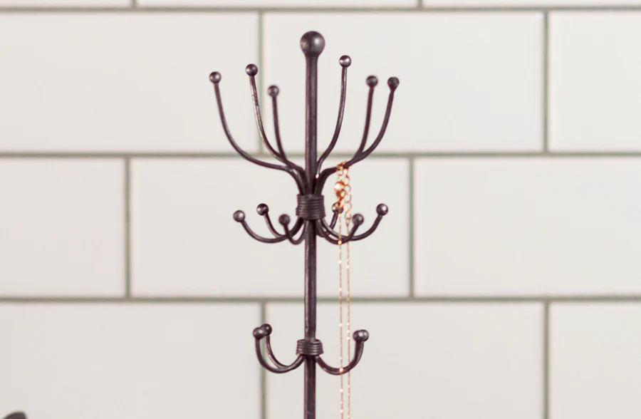 Metal Jewelry Display with Wooden Stand