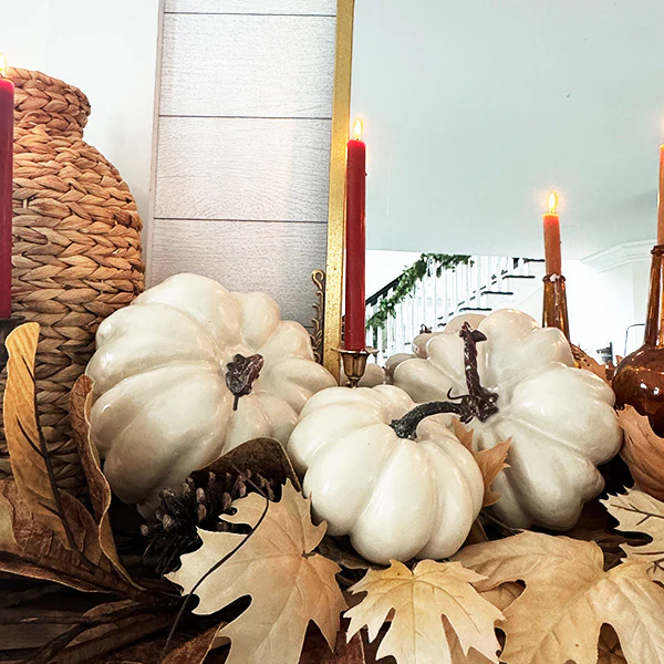 Painted Classic White Pumpkins, Set of 3