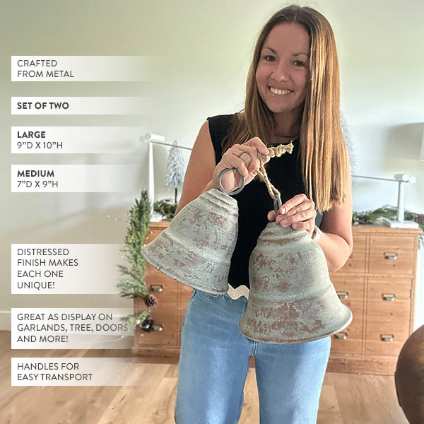 Distressed Metals Bells, Set of 2