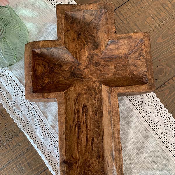 Wooden Cross Dough Bowl