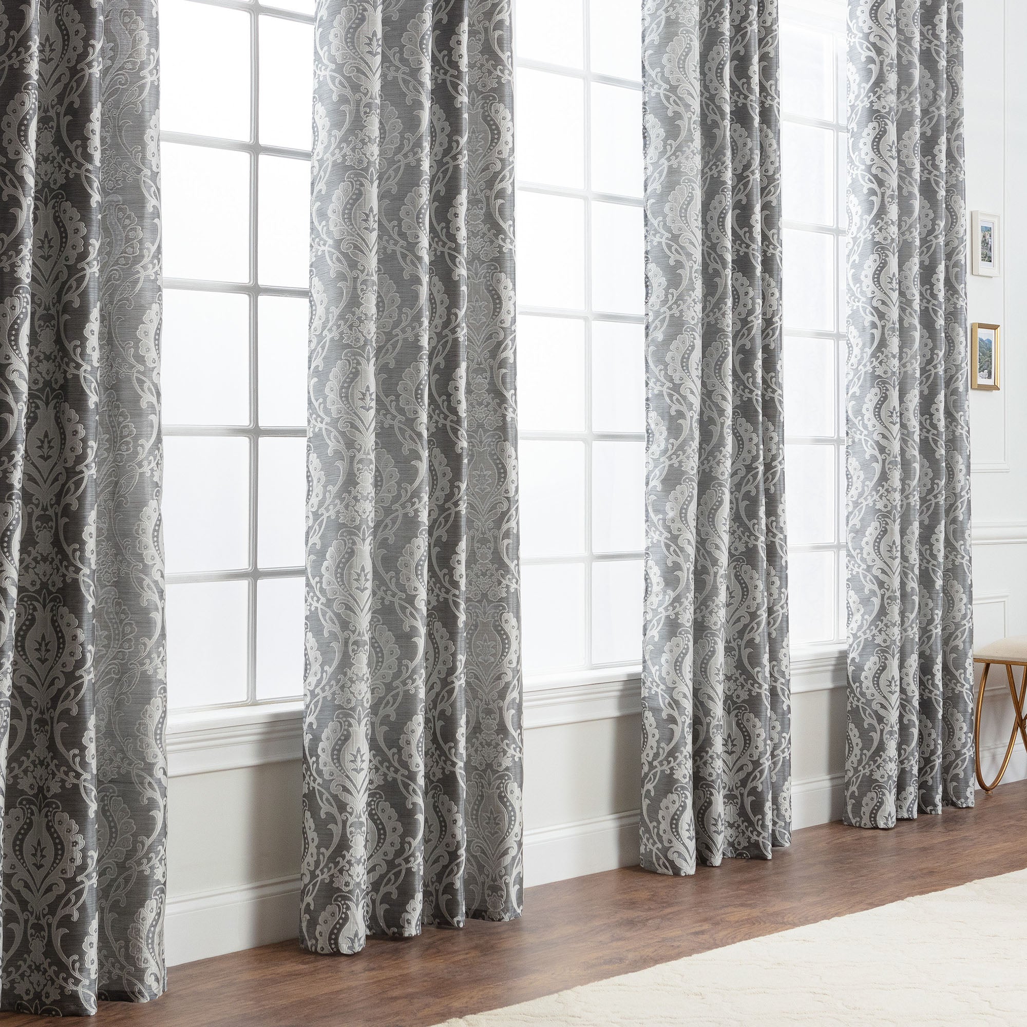Damask Jacquard Grommet Curtains