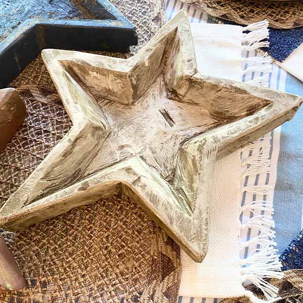 Patriotic Distressed Wooden Star Bowls, Set of 3