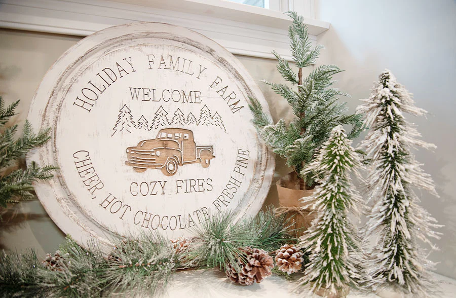 24 Inch Diameter Engraved Wood Farm Sign, Pick Your Style